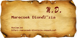 Marecsek Dionízia névjegykártya